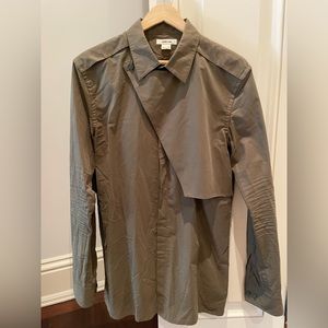 Helmut Lang Cross Over Olive Green Button Down shirt. Size: S.